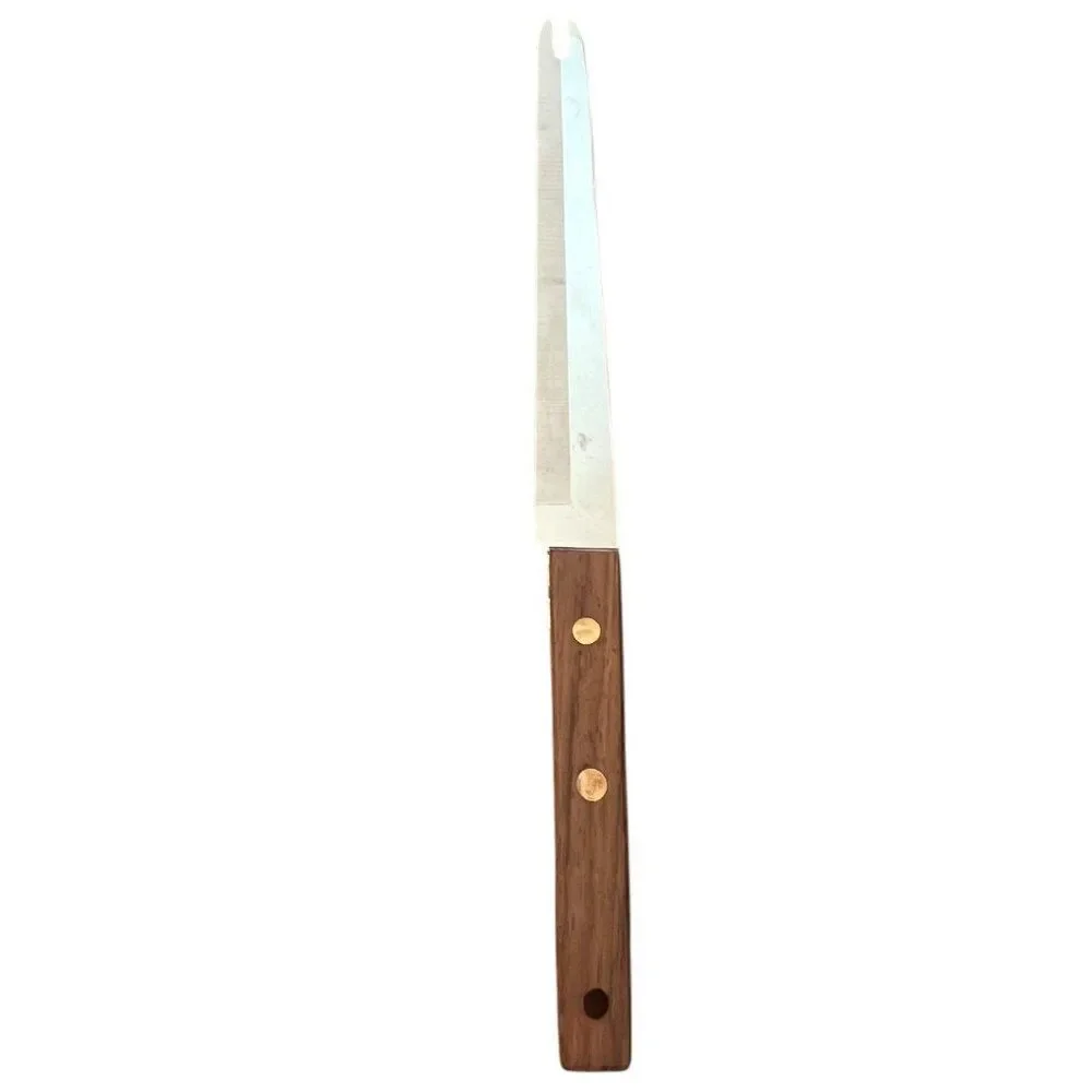 Vernco MCM Stainless Wood Handle Meat Carving Knife and Fork Set Boxed Vtg Japan